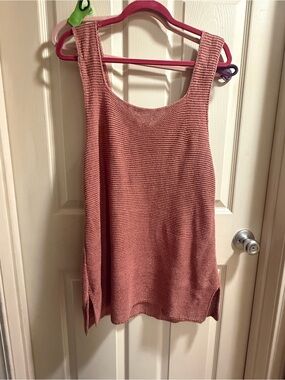 MM Lafleur Dusty Rose Sleeveless Knit Tank 100% LINEN